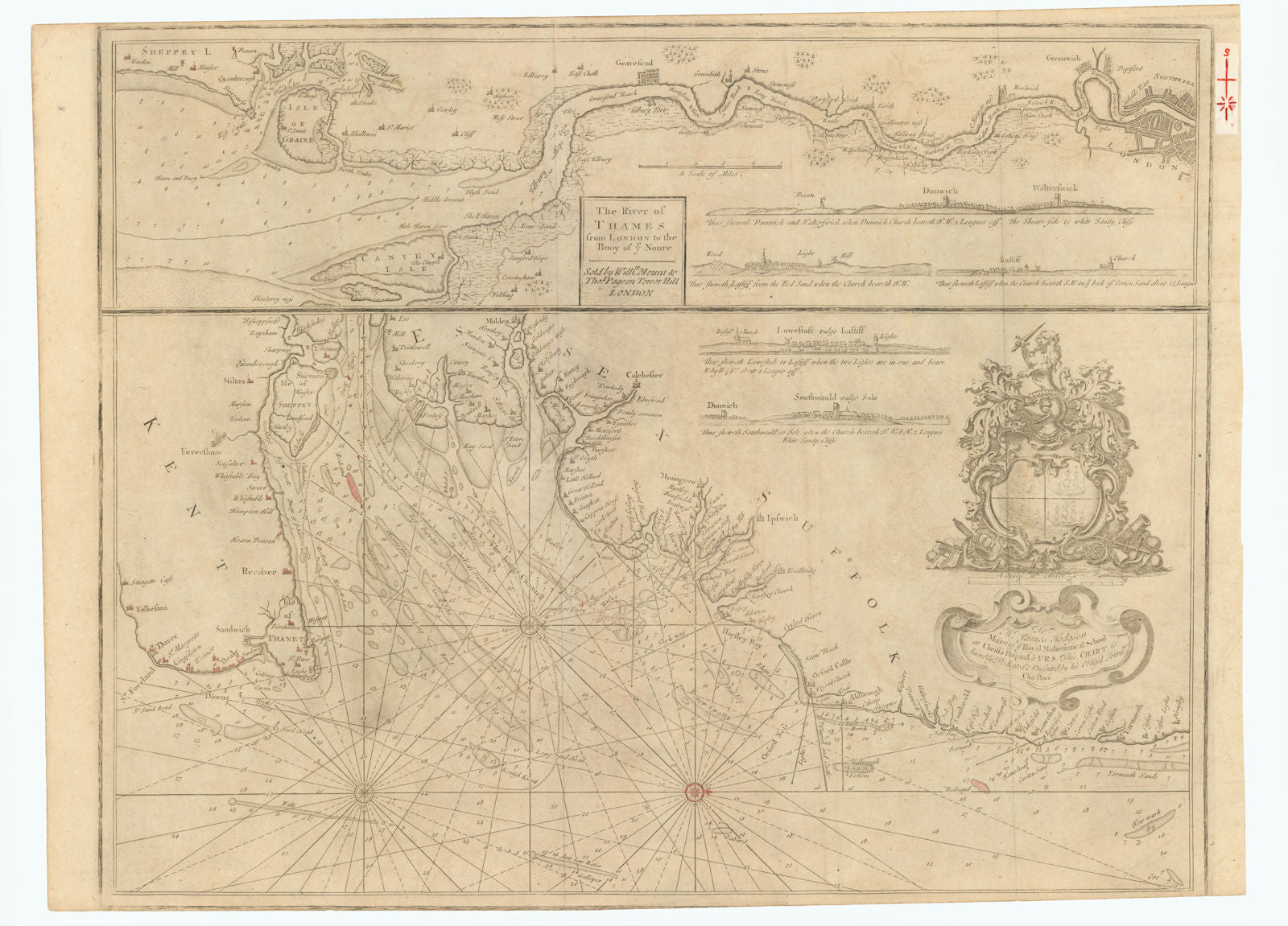 The River of Thames from London to the Buoy of ye Noure. MOUNT & PAGE 1758 map